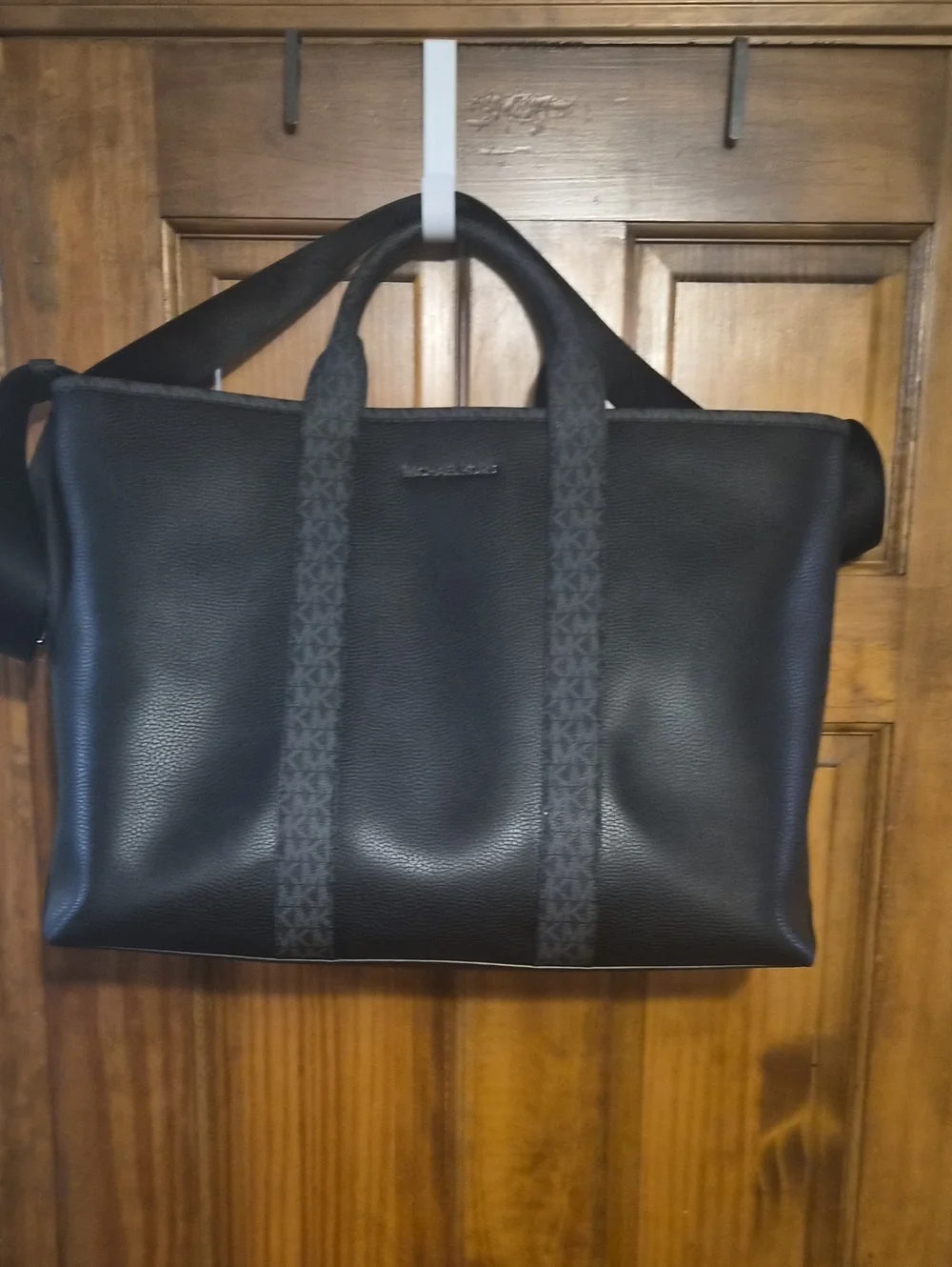 Michael Kors Cooper Mexium Black Pebbled Leather Messenger Bag